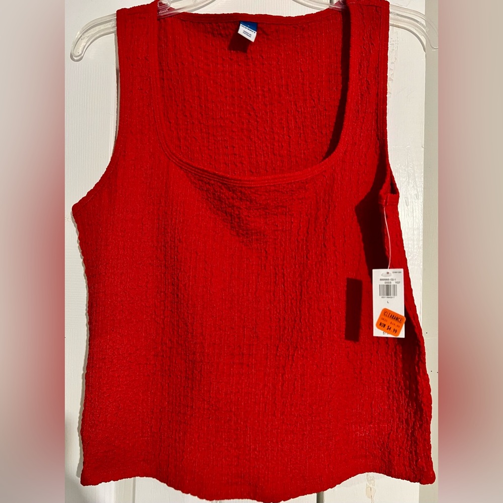 Old Navy Red Ribbed Sleeveless Tank Top